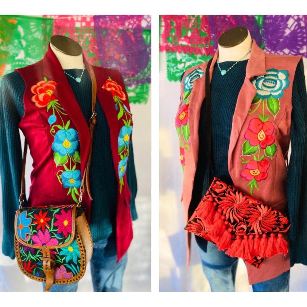Long embroidered vest
